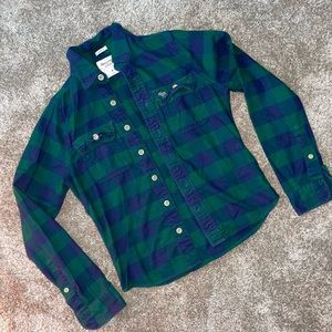 Abercrombie & Fitch Green & Blue Checkered Button Down